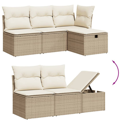 Soffgrupp för trädgård med dynor 10 delar beige konstrotting