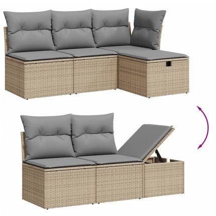 Soffgrupp för trädgård med dynor 10 delar beige konstrotting