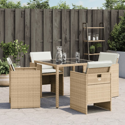 Trädgårdsstolar med dynor 4 st beige konstrotting