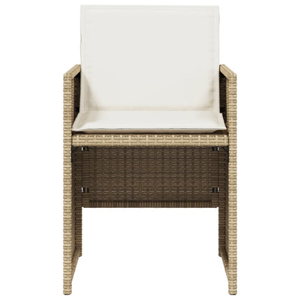Trädgårdsstolar med dynor 4 st beige konstrotting