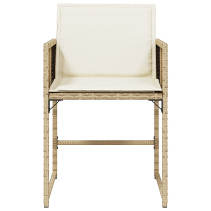 Trädgårdsstolar med dynor 4 st beige konstrotting