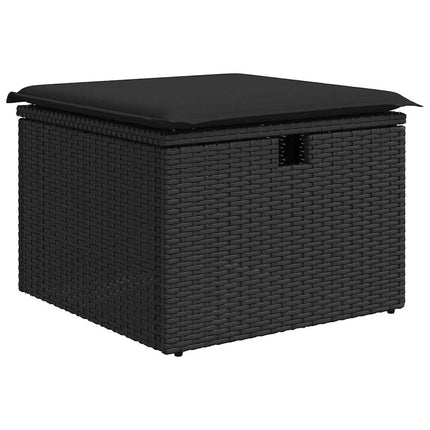 Loungegrupp för trädgården med dynor 8 delar svart konstrotting