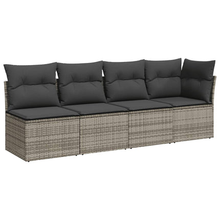 Loungegrupp för trädgården med dynor 8 delar grå konstrotting
