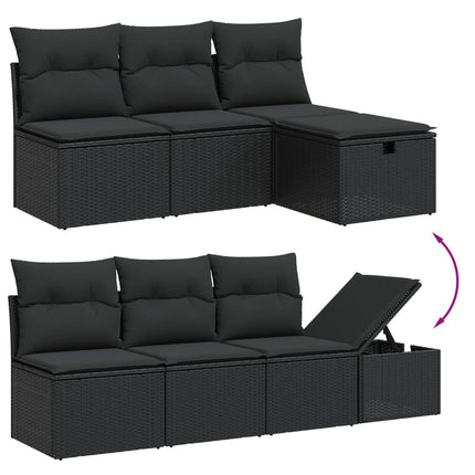 Loungegrupp för trädgården med dynor 8 delar svart konstrotting