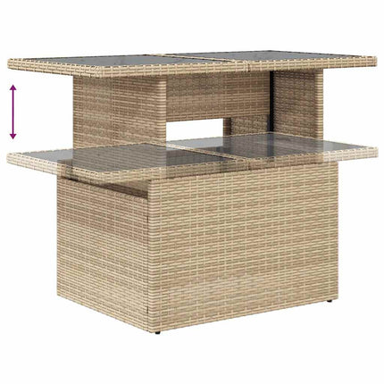 Matgrupp för trädgården med dynor 8 delar beige konstrotting
