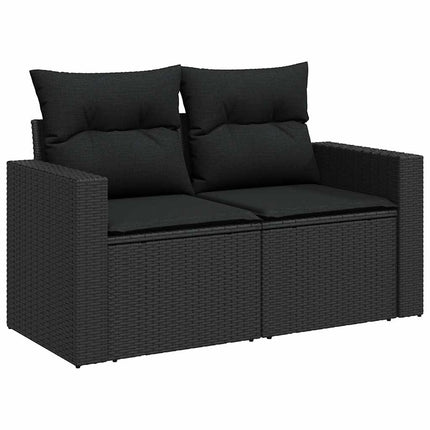Loungegrupp för trädgården med dynor 8 delar svart konstrotting
