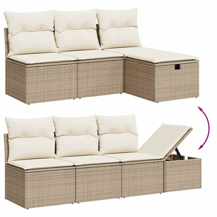 Matgrupp för trädgården med dynor 8 delar beige konstrotting