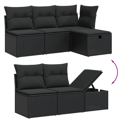 Loungegrupp med dynor 6 delar svart konstrotting