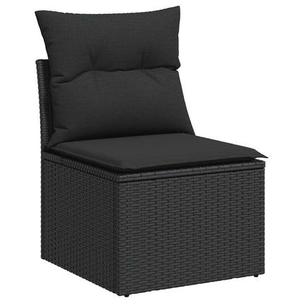 Loungegrupp med dynor 6 delar svart konstrotting