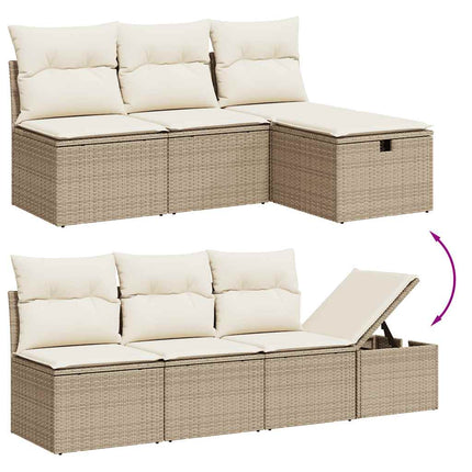 Matgrupp för trädgården med dynor 8 delar beige konstrotting