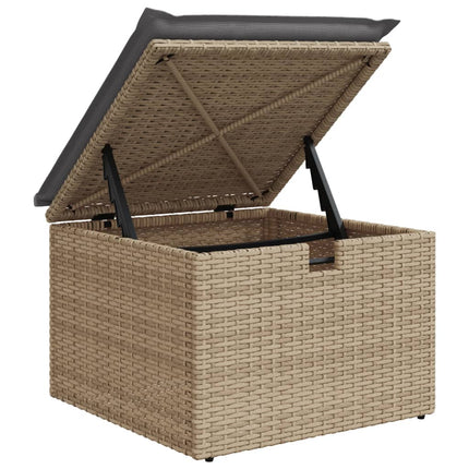 Matgrupp för trädgården med dynor 8 delar beige konstrotting