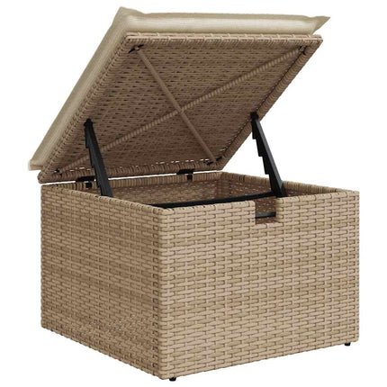Matgrupp för trädgården med dynor 8 delar beige konstrotting