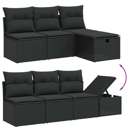 Loungegrupp för trädgården med dynor 8 delar svart konstrotting