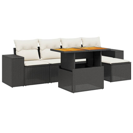 Loungegrupp med dynor 6 delar svart konstrotting