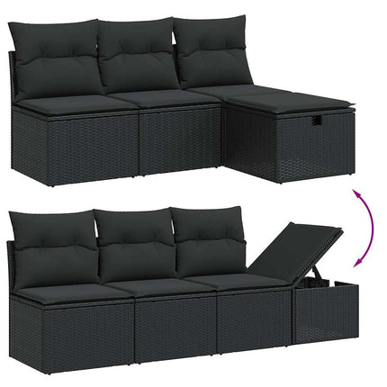 Loungegrupp för trädgården med dynor 8 delar svart konstrotting