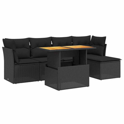Loungegrupp med dynor 6 delar svart konstrotting