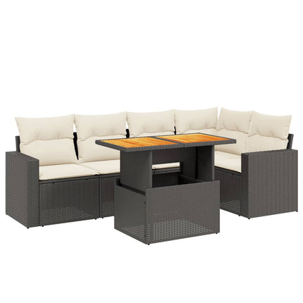 Loungegrupp med dynor 6 delar svart konstrotting