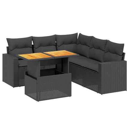Loungegrupp med dynor 6 delar svart konstrotting