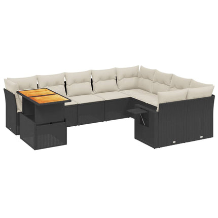 Loungegrupp 10 delar med svarta dynor konstrotting