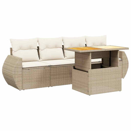 Soffgrupp för trädgården med dynor 5 delar beige konstrotting