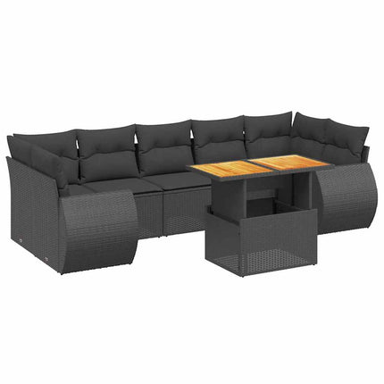 Loungegrupp för trädgården med dynor 8 delar svart konstrotting