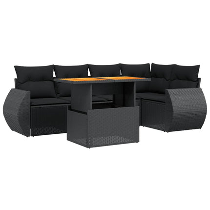 Loungegrupp med dynor 6 delar svart konstrotting
