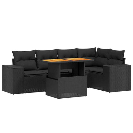 Loungegrupp med dynor 6 delar svart konstrotting