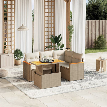 Soffgrupp för trädgården med dynor 5 delar beige konstrotting