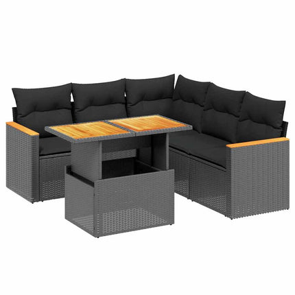 Loungegrupp med dynor 6 delar svart konstrotting
