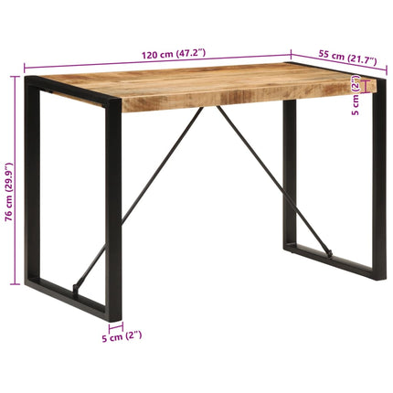 Matbord 120x55x76 cm massivt grovt mangoträ