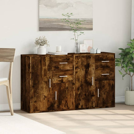 Skänkar 2 st rökfärgad ek 60x31x70 cm konstruerat trä
