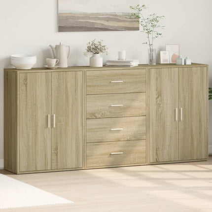 Skänkar 3 st sonoma-ek 60x31x84 cm konstruerat trä