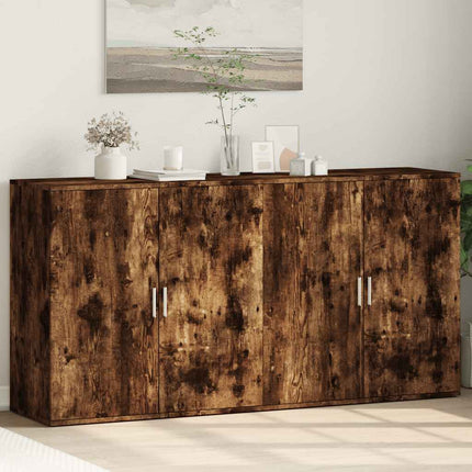 Skänkar 2 st rökfärgad ek 79x38x80 cm konstruerat trä