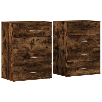 Skänkar 2 st rökfärgad ek 60x39x80 cm konstruerat trä