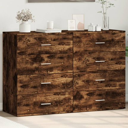 Skänkar 2 st rökfärgad ek 60x39x80 cm konstruerat trä