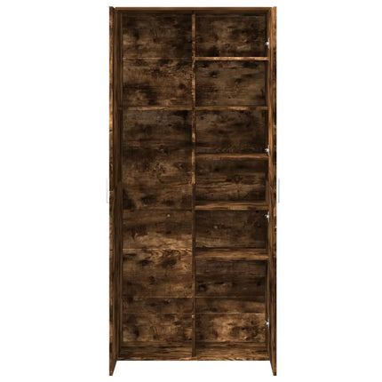 Högskåp rökfärgad ek 80x35x180 cm konstruerat trä