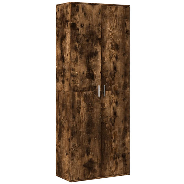 Högskåp rökfärgad ek 70x35x180 cm konstruerat trä