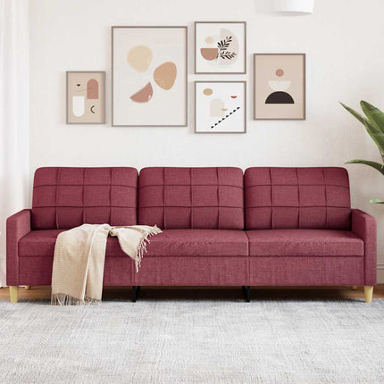 3-sitssoffa vinröd 210 cm tyg