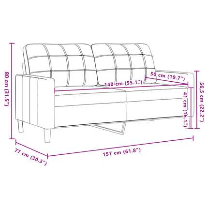 Soffa 2-sits svart 140 cm sammet