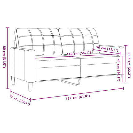 Soffa 2-sits gräddvit 140 cm sammet