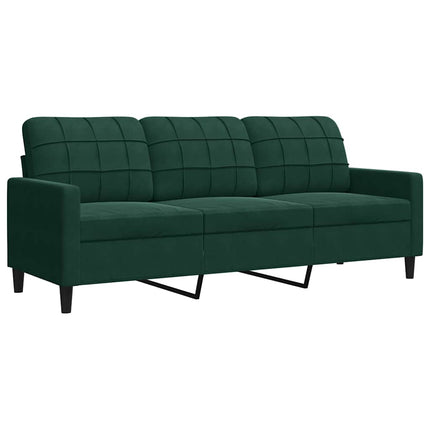3-sitssoffa mörkgrön 180 cm sammet