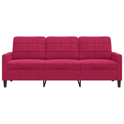 3-sitssoffa vinröd 180 cm sammet