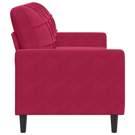 3-sitssoffa vinröd 180 cm sammet