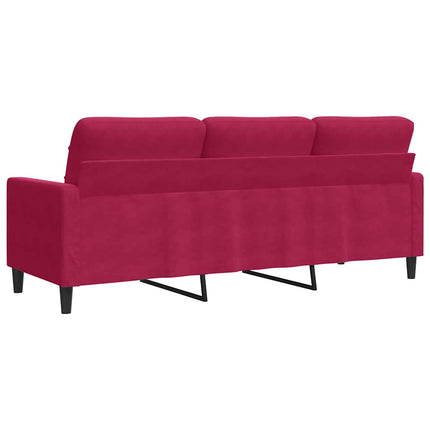 3-sitssoffa vinröd 180 cm sammet