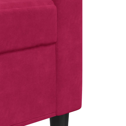 3-sitssoffa vinröd 180 cm sammet
