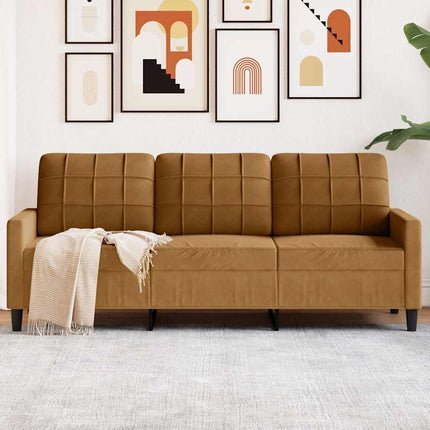 3-sitssoffa brun 180 cm sammet
