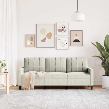 3-sitssoffa gräddvit 180 cm sammet