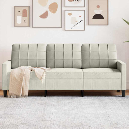 3-sitssoffa gräddvit 180 cm sammet