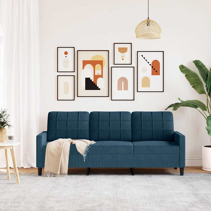 3-sitssoffa blå 180 cm sammet