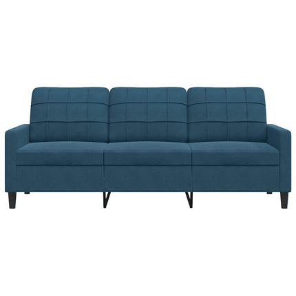 3-sitssoffa blå 180 cm sammet